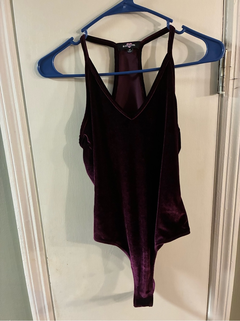 Ransom Purple Bodysuit Women's Size Medium One Piece Snap Closure